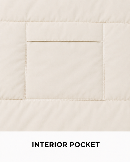 Close-up of the interior pocket inside the junior organic cotton sleeping bag